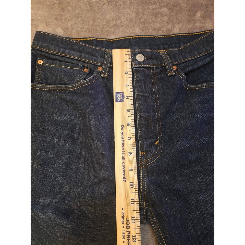 Levis 505 Regular Fit Jeans Mens 34x34 Dark Wash Straight Leg Denim Blue Pants - Picture 6 of 9